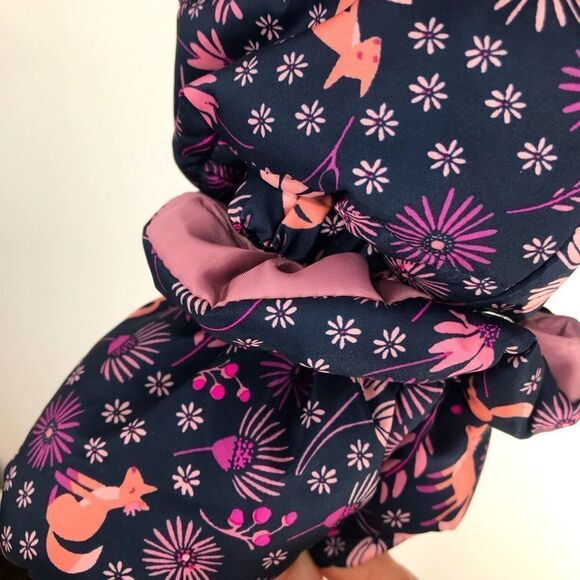 First Impressions Navy Blue Pink Floral Hooded Quilted Infant Snowsuit - Picture 11 of 14